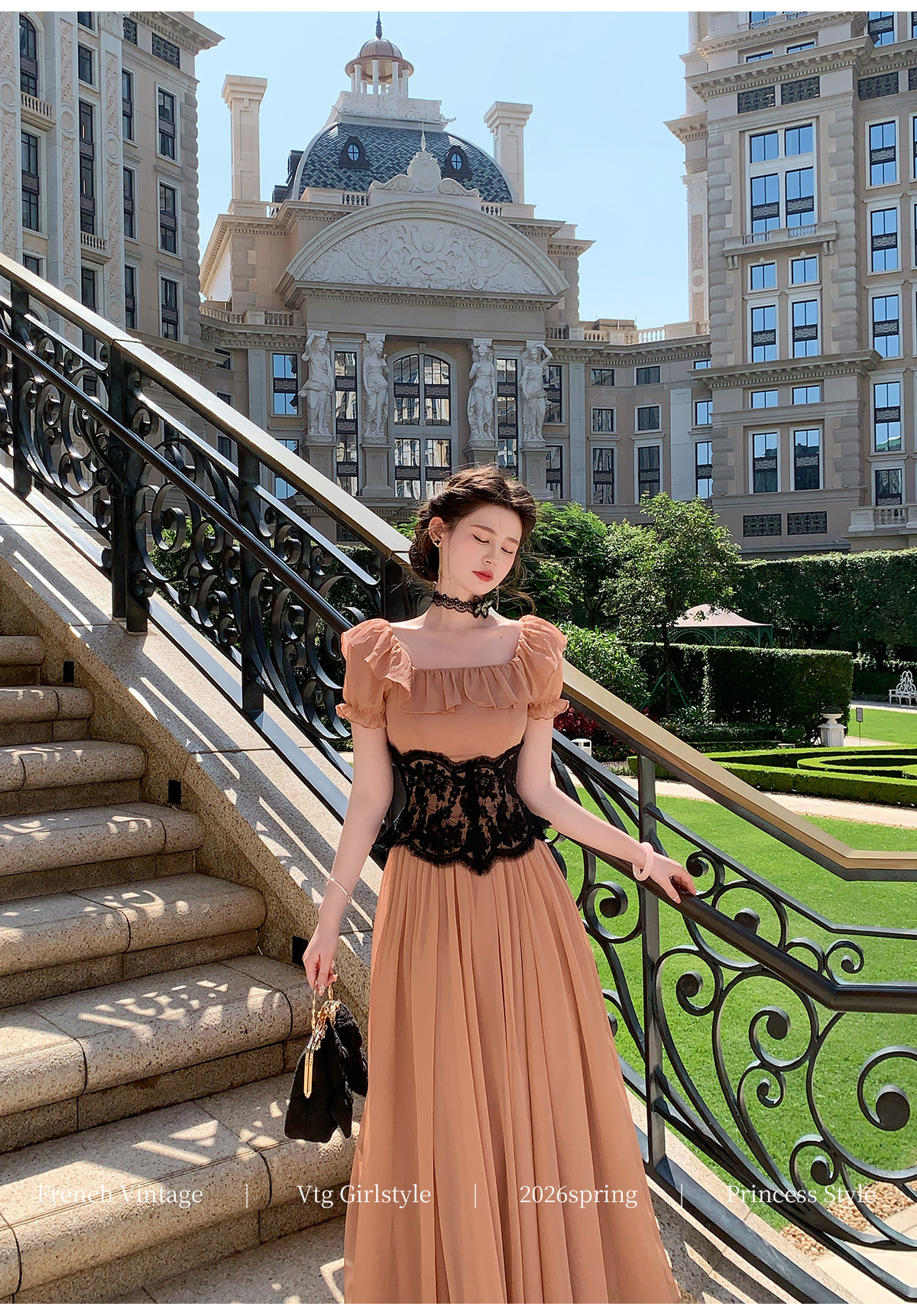 플러그 웨스트 리 예 2026 프랑스식 프릴 둘 착용 오프숄더 광장 칼라 휴가 바람 드레스 포함 목도리