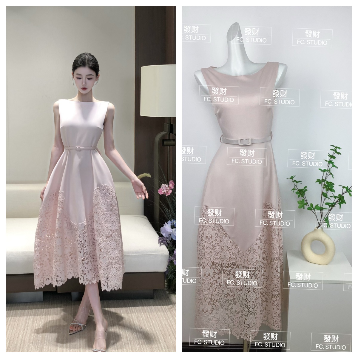 봄날 사역 레이스 꿈 나라 프랑스식 순수한 욕망 바람 허리 수축 민소매 드레스