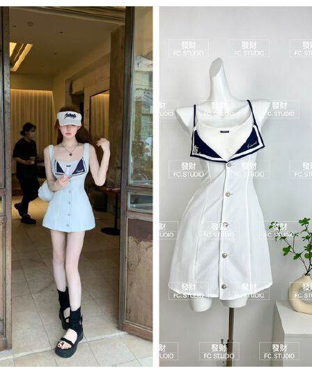 루이 茜 웨이 Sher S 구름 화이트 바다 꿈 여름 순수한 욕망 바람 오리지널 디자인 드레스 r8805-2y