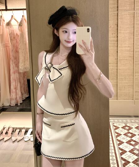 acaine6 28 20 00 95 할인 향기로운 분위기 메리 u 종류 나비 매듭 칼라 허리 수축 맨위 반 스커트