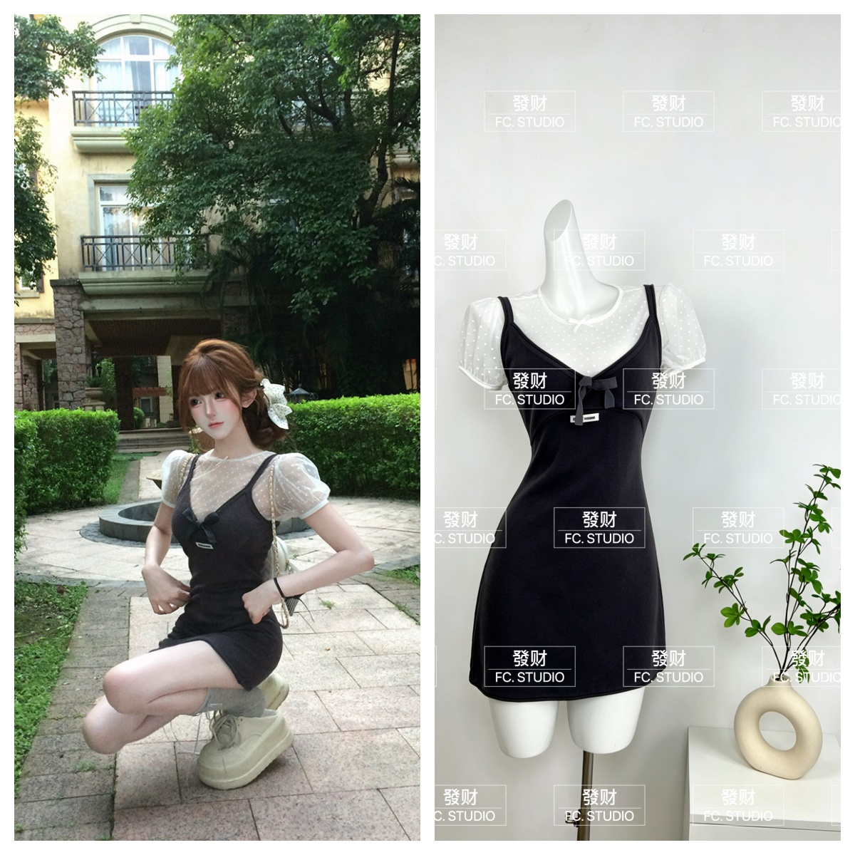 루이 茜 웨이 Sher S 원 영국인 색상 여름 순수한 욕망 바람 작은 대중 디자인 슬립 드레스 r3812w