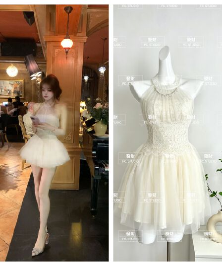 루이 茜 웨이 Sher S 요정 학위 루이 당겨서 여름 한국 스타일 순수한 욕망 바람 섹시함 작은 대중 디자인 드레스