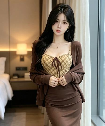 3종 세트 순수한 욕망 품격 자매 부서 비싼 센스 핫걸 세트 여성 가을 겨울 외부 가져 가라. 오픈 가디건 도트 무늬 뒤로 심낭