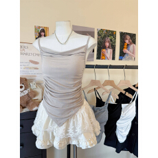 批发性感褶皱吊带背心女<b class='q'>夏</b>季内搭外穿带胸垫设计感小众美背打底衫上衣