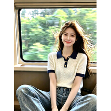 批发80-200斤内可穿<b class='q'>大码</b>女装S-XXXL夏季撞色麻花短袖t恤正肩冰丝上衣