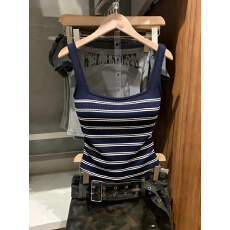 批发【冰爽丝】条纹针织吊带<b class='q'>背心女</b>夏新款修身短款内搭chic外穿上衣潮
