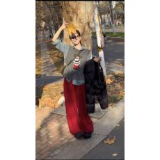 批发休闲时尚卡通针织马甲背心叠穿<b class='q'>牛仔</b><b class='q'>衬衫</b>两件套<b class='q'>女</b>秋冬新款时尚套装