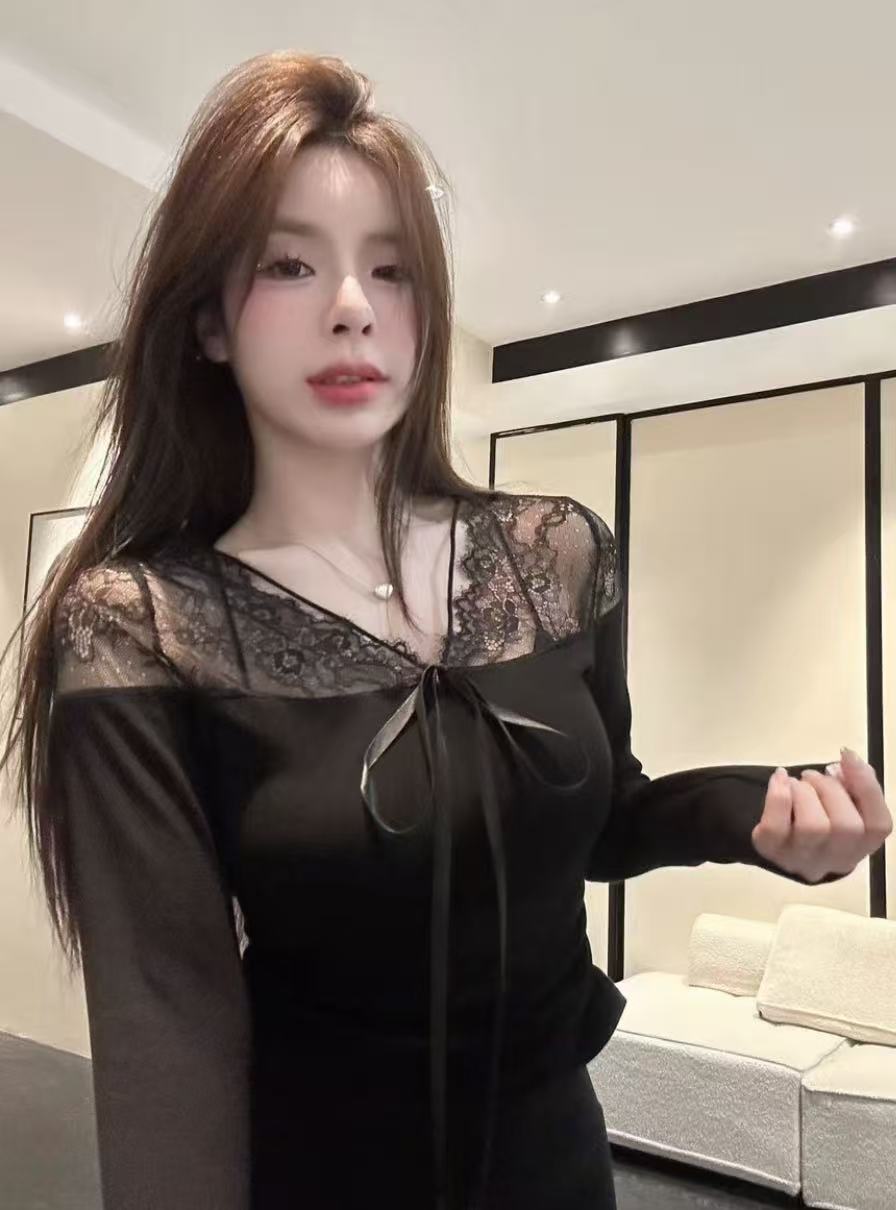프랑스식 부드러운 품격 V넥 니트 여성 드레스 가을 겨울 디자인 센스 다용도 허리 수축 슬림해 보이는 A라인 스커트 작은 키