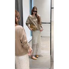 批发春夏新款气质时尚v领长袖卫衣+蕾丝吊带<b class='q'>连衣裙</b>两件套