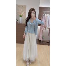 批发杨小卷 法式少女<b class='q'>针织</b>两件套 春夏薄款长袖<b class='q'>开衫</b>+花边蕾丝<b class='q'>针织</b>吊带