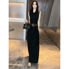 批发今年流行漂亮衬衫连衣裙女2026夏季高级感无袖气质收腰显瘦长裙