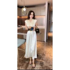 批发高级感无袖坎肩收腰连衣裙女夏季新款法式赫本<b class='q'>风</b>气质高腰显瘦长裙