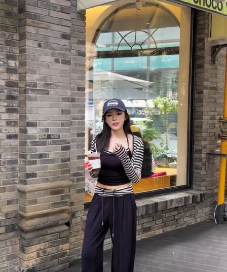 리 부드럽게 6 월 공항 3종 세트 오리지널 새로운 고급 센스 작은 대중 패션 다용도 캐주얼 바람 스트라이프 세트