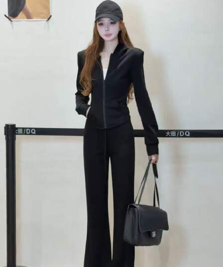 세트 여성 2026 봄 여름 폴로 칼라 맨위 디자인 일상 차가운 바람의 소리 바람 캐주얼 착용 가져 가라.