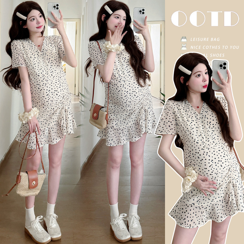 실사 출산 착용 여름 새로운 꽃무늬 치마 불규칙 고급 인어 꼬리 드레스