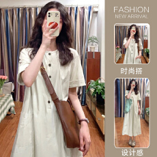 批发<b class='q'>孕妇装</b><b class='q'>夏季</b>文艺复古长裙宽松休闲连衣裙小个子慵懒风
