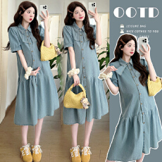 批发实拍 孕妇装夏季宽松牛仔开扣<b class='q'>连衣裙</b>