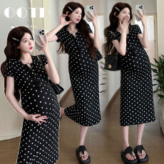 批发实拍 孕妇装爆款法式波点<b class='q'>连衣裙</b>夏季高级感显瘦长款裙子