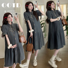 批发实拍 孕妇装夏季宽松牛仔开扣<b class='q'>连衣裙</b>