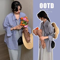 批发实拍 孕妇装春夏款背心连衣裙+条纹衬衫防嗮两件<b class='q'>套装</b>