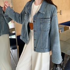 批发实拍实价~复古短款牛仔外套<b class='q'>女</b>2025新款韩版宽松百搭长袖上衣<b class='q'>夹克</b>