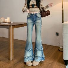 批发实拍实价25秋<b class='q'>冬</b>新款辣妹高街喇叭裤子