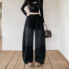 批发实拍 2026渐变星空烫钻牛仔<b class='q'>裤</b>女秋冬<b class='q'>宽松</b>阔腿<b class='q'>裤</b><b class='q'>休闲</b>弯刀<b class='q'>裤</b>子长<b class='q'>裤</b>