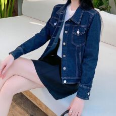 批发实拍实价~韩系短款明线牛仔外套女2026新款秋季正肩牛仔夹克开衫