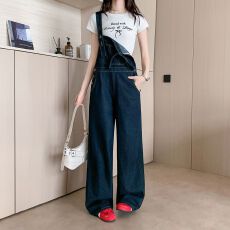 批发实拍实价~减龄休闲牛仔背带裤女春夏新款美式复古宽松<b class='q'>阔</b><b class='q'>腿</b><b class='q'>连体裤</b>