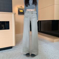 批发实拍实价~美式辣妹工装裤女秋季新款复古裤子设计感宽松直筒裤子