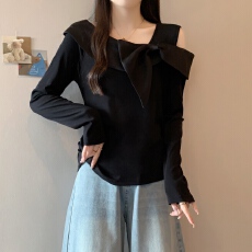 批发实拍胖妹妹<b class='q'>大码</b>女装秋冬新款法式小众设计感气质针织衫打底t恤衫