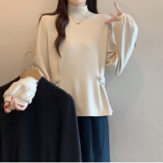 批发实拍胖妹妹大码女装秋冬新款设计感卫衣加厚纯色圆领上衣打底衫