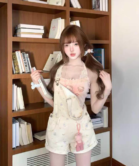 루이 茜 웨이 Sher S 고양이 이야기 봄 여름 새로운 miu 부서 슬립 멜빵 바지 로리타