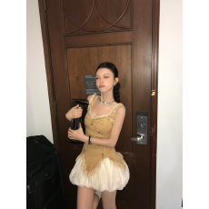 批发DULA好好家 复古辣妹风毛边<b class='q'>牛仔</b>吊带背心女夏流苏设计感修身上衣