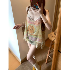 批发夏日度假风穿搭甜辣风斜肩上衣宽松<b class='q'>背心</b>小吊带包臀半身裙三件套女