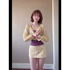 批发秋季优雅气质套装百搭<b class='q'>蕾丝</b>罩衫＋挂脖修身内搭＋包臀<b class='q'>半身裙</b>三件套