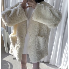 批发韩式休闲毛毛保暖外套