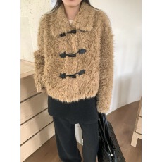 批发韩国<b class='q'>东大门</b><b class='q'>代购</b>2025秋冬款 翻领拉链人造毛宽松长袖外套女