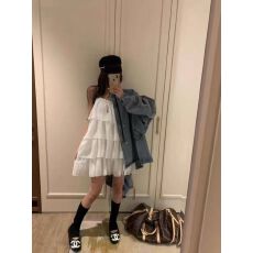 批发韩国东大门 韩国2026春下摆荷叶边层层吊带连衣裙