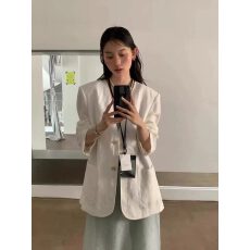 批发棉麻小<b class='q'>西装</b>外套女26春夏季新款通勤高级感亚麻防晒长袖西服上衣潮