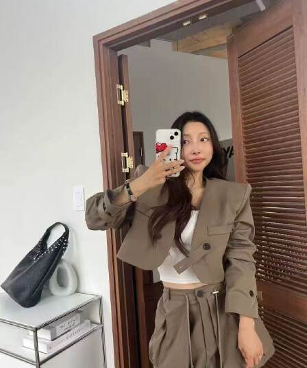 한국 행침 벨트 블레이저 여성 짧은 품격 다용도 펌프 로프 허리 수축 랩스커트팬츠 펌프 로프 조거 캐주얼 바지 세트