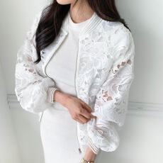 批发秋季新款长袖拉拉外套蕾丝镂空棒球女上衣时尚百搭上衣女