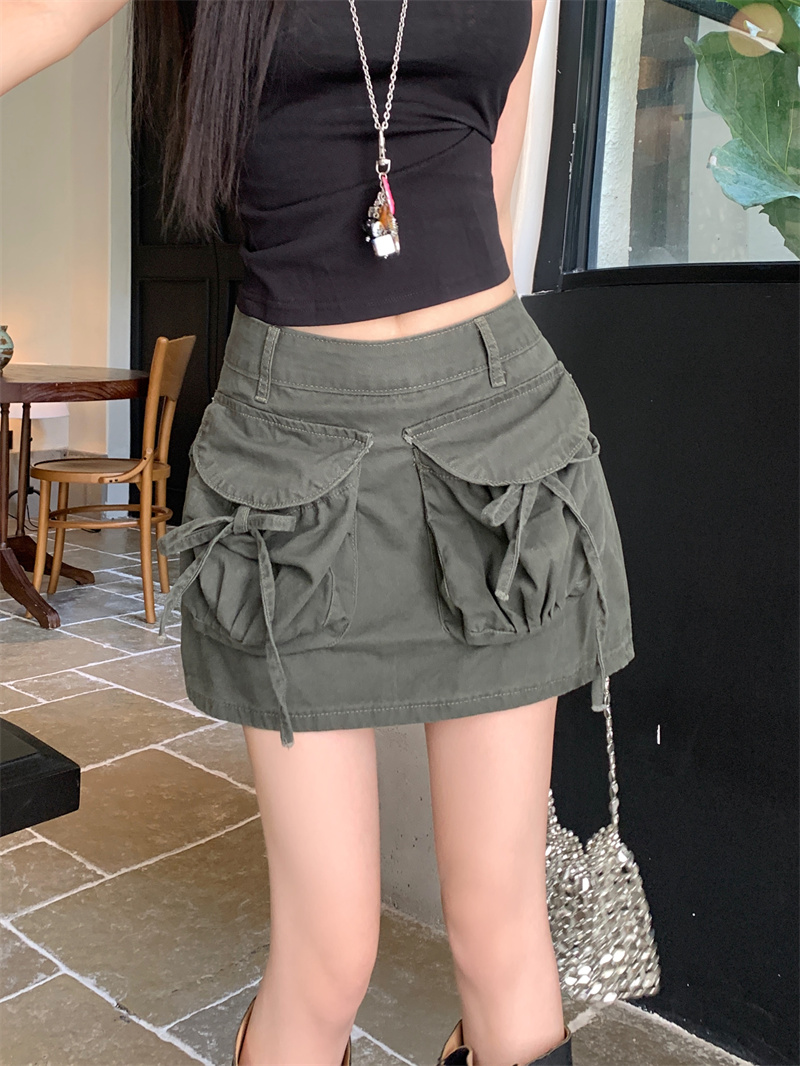 FA36800# 美式复古工装裙新款高腰显瘦宽松休闲miu系牛仔短裙 服裝批發女裝批發服飾貨源