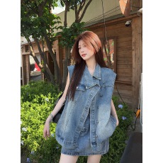 批发实拍实价 复古潮流酷飒风 <b class='q'>牛仔</b>马甲外套 高腰半裙女小个子