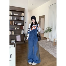 批发实拍实价 私服背带<b class='q'>裤</b> 重工脏染水洗休闲美式工装<b class='q'>阔腿裤</b>女