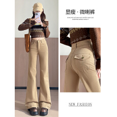 批发2026早春新款微喇牛仔<b class='q'>裤</b>女高腰垂感阔腿休闲复古喇叭<b class='q'>裤</b>