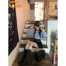 批发八盖pinky piggy Martini Blue 法式高级感蓝衬衫女甜美气质上衣