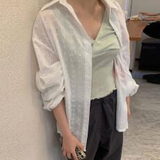 批发现货# 氛围感刺绣花朵<b class='q'>甜美</b>宽松百搭长袖衬衫