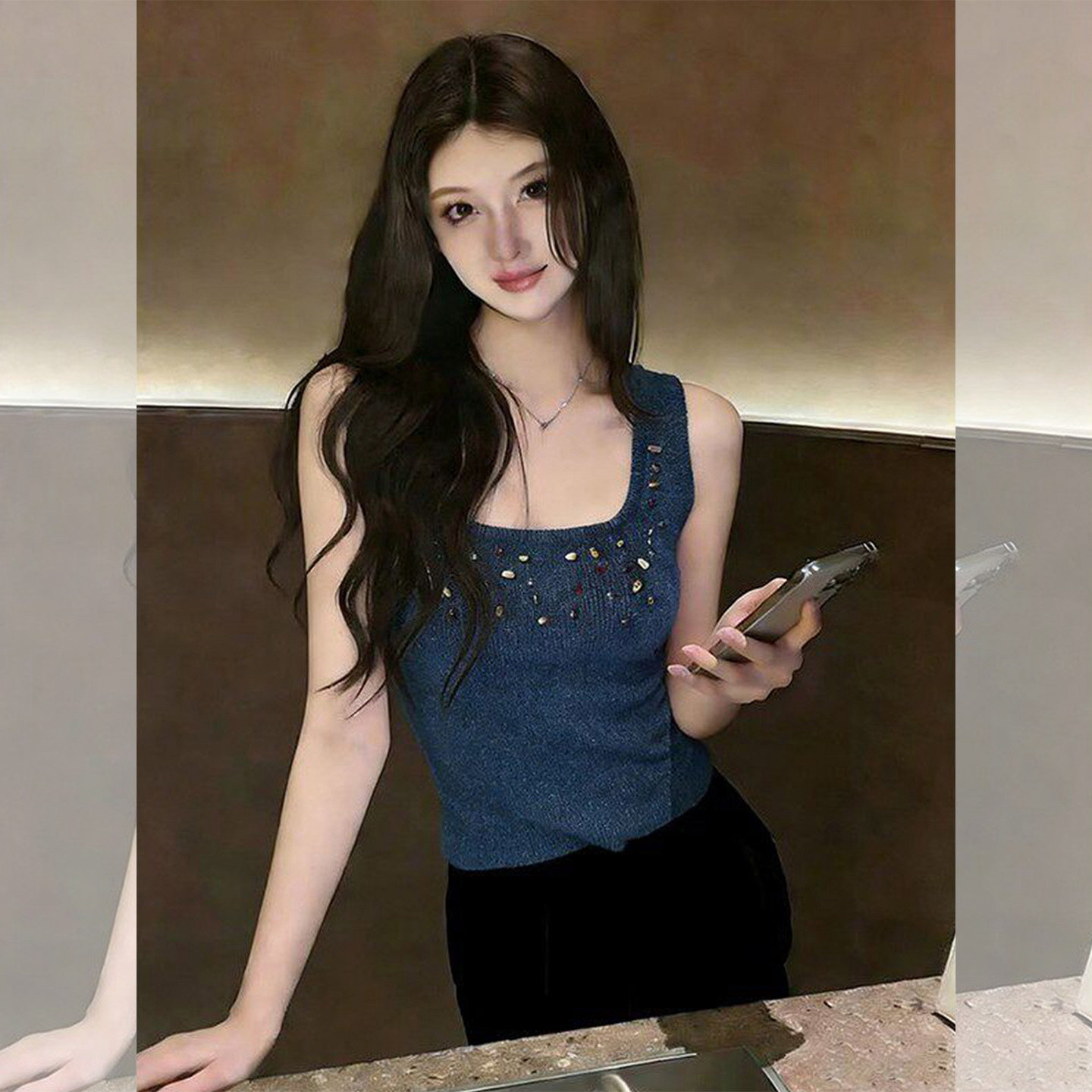 자이언트 잘 생긴 ~ 중 핫픽스 캐미솔 2026 년 새로운 봄 여름 수 있습니다. 외출용 아름다운 아름다운 민소매 맨위