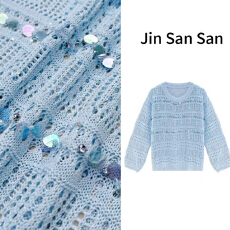 批发金三三【仙镂幻纱】2026春季新款针织亮片设计师镂空毛衣M2508